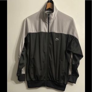 Puma jersey jacket zip up turtleneck two side pockets gray unisex.size  6